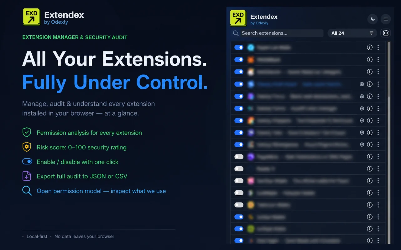 Extension inventory dashboard screenshot