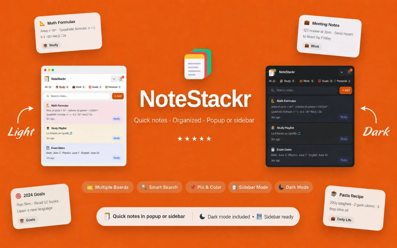 Quick notes in the browser screenshot