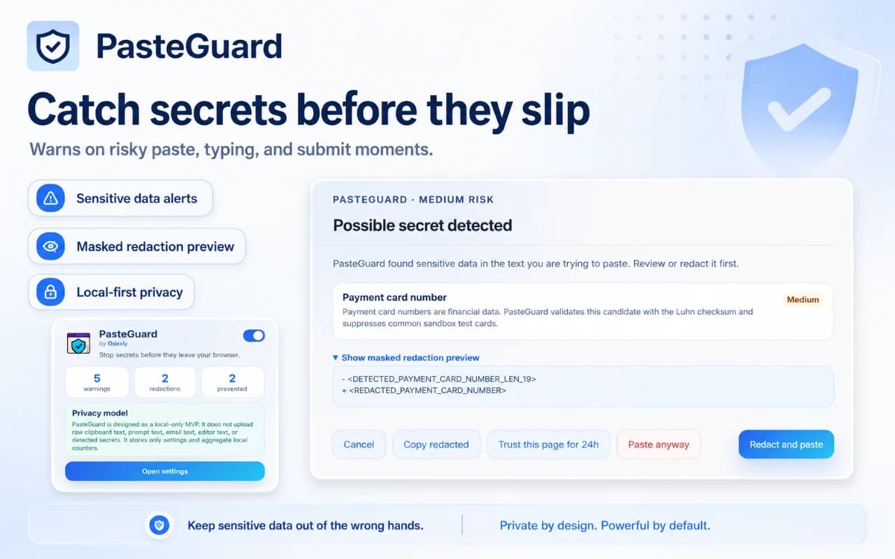 Sensitive text warning overview screenshot
