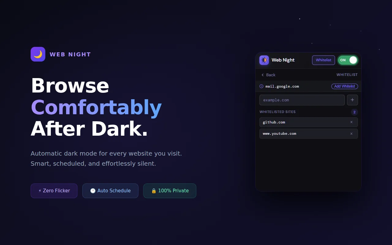 Dark mode with schedule overview screenshot